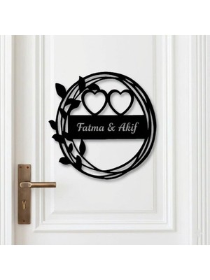 Evsay Isme Özel Kapı Süsü Kapı Aksesuarı Kalpli Model Düğün Nişan