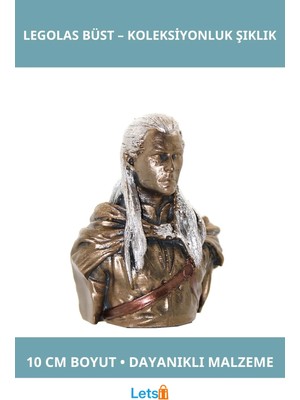 Letsii Yüksek Kaliteli 10 cm Polyester Legolas Büst Figürü