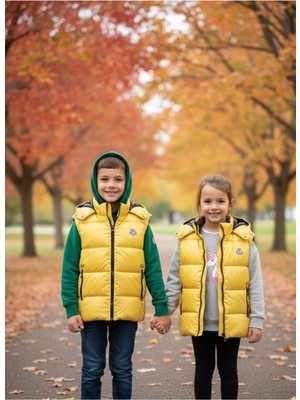 Yusgos Unisex Kız/Erkek Bebek Çocuk Su Geçirmez Fermuarlı Kapüşonlu Cepl