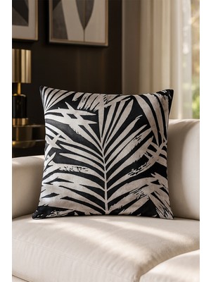 Premier Home Kadife Kırlent Kılıfı Siyah Bej V1 50X50