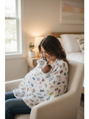 Miujoy Organik Kumaş Emzirme Örtüsü - Küçük Gezgin