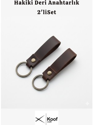 Koof Craft Hakiki Deri Anahtarlık 2'li Set – El Yapımı Dayanıklı Şık Tasarım