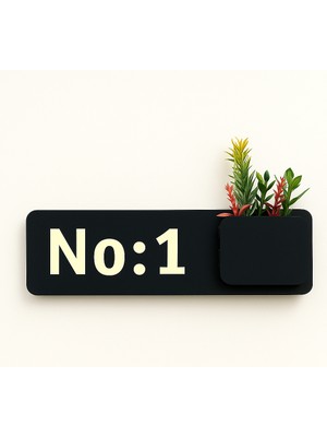 Evsay Çiçeklikli Kapı Numarası Ev Hediyesi Otel Site Ev Kapı Süsü Siyah