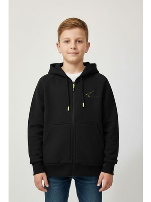 New Kids Kapüşonlu Fermuarlı 3 Iplik Şardonlu Cepli Erkek Çocuk Sweatshirt