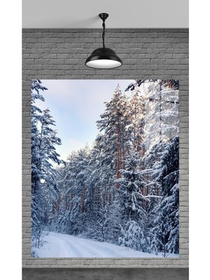 Marsilyan Muhteşem Kar ve Ağaç Temperli Cam Üzerine Tablo Sevgilinize Yılbaşı Hediye