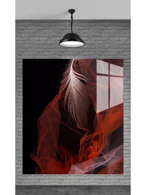 Marsilyan Tüy ve File Dekoratif Temperli Cam Üzerine Tablo Sevgilinize Yılbaşı Hediye