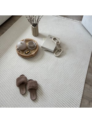 Cool Halı Stone 1063 Krem Kaymaz Taban Koridor Halısı Kesme Yolluk Mutfak Halısı Modern Salon Halısı