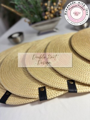 Double Knot Design 4 Adet  Amerikan Servis Supla Tress Jüt Hediyelik Sunum Davet Masa Düzeni