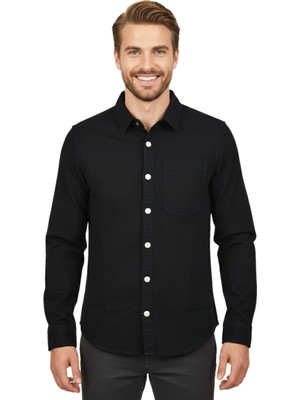 Raymons Erkek Spor Silim Fit Kanvas Tek Cepli Gömlek BGL-ST04955