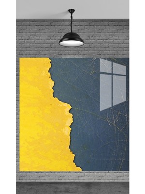 Marsilyan Sarı ve Gri Dekoratif Tablo Temperli Cam Üzerine Tablo Sevgilinize Yılbaşı