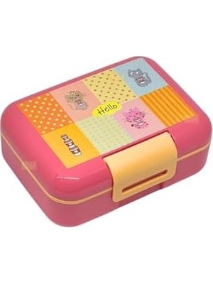 Storemax Bento 1600ML Lunchbox Sevimli Kedi Desenli Tek Katlı 2 Bölmeli Pp Plastik Sefer Tası Yemek Kutusu
