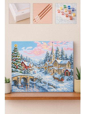 ORENDA HOBİ SANAT SAYILARLA BOYAMA Kasabada Yeni Yıl 40*50 cm Tuval
