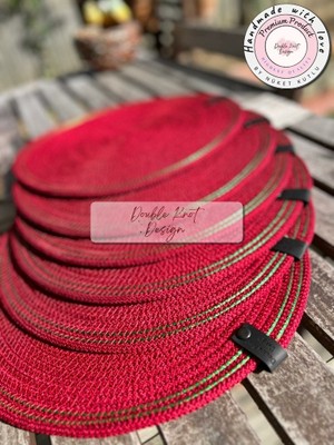 Double Knot Design 7 Prç Amerikan Servis Seti Supla Hediyelik Hasır Jüt Tress Yemek Masası Davet