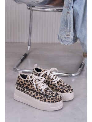 F023 Model 8 cm Tabanlı Yeni Sezon Spor Aykakabı Leopar