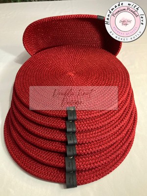 Double Knot Design 7 Prç Amerikan Servis Seti Supla Hediyelik Hasır Jüt Tress Yemek Masası Davet