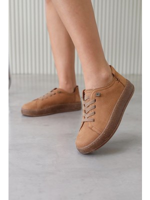 Stil Durağı IN890  Model 3 cm Tabanlı Yeni Sezon Spor Ayakkabı Orjinal Deri Taba