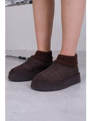 U456  Model 3  cm Tabanlı Yeni Sezon Kısa Bot Kahve