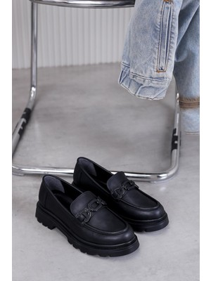 Lois Model 3 cm Tabanlı Yeni Sezon Loafer Ayakkabı Sıyah