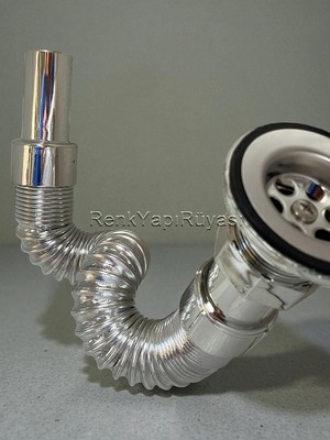 Renk Yapı Rüyası Gri Krom Lavabo Sifonu Körüklü Rakorlu Koku Önleyici Gider Borusu Mutfak Banyo Lavabo Sifonu