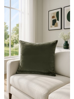 Premier Home Düz Kadife Kırlent Kılıfı Haki V1 55X55