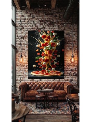 Pizza Yapım Aşaması V2 Cafe Restorant Dükkan  Dekarasyon Kanvas Tablo