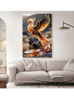 Altın Anka Kuşu V2 Cafe Restorant Dükkan  Dekarasyon Kanvas Tablo
