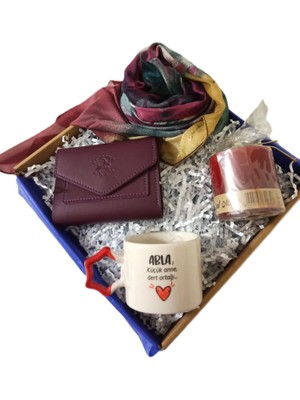 Alanç Anneler Günü Özel Gün Hediye Seti, Büyük Boy Şal, Kupa, Cüzdan, Mum