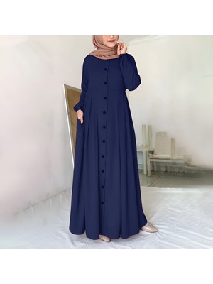 Günlük Keten Yazlık Tam Boy Tesettür Kadın Elbise