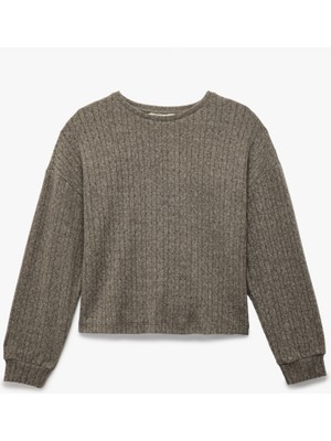 Koton Rahat Kalıp Uzun Kollu Bisiklet Yaka Triko Pijama Üstü