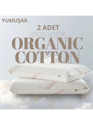 Pillow Market Organik Koton Visko Yastık [hava Kanallı] Doğal Pamuk Nem Dengeleyen Konforlu Uyku Yastığı 2 Adet