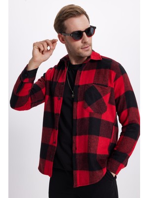 Tudors Erkek Regular Fit Klasik Kesim Kareli Cepli Oduncu Gömlek