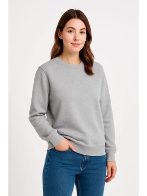 Çamaşır Kenti Üç Iplik Düz Bisiklet Yaka Sweatshirt