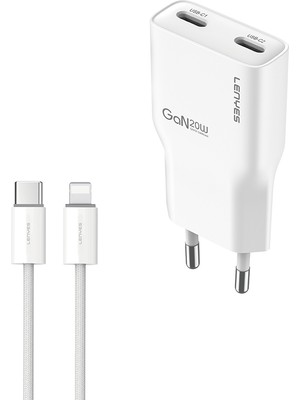 Lenyes LCH15-EU Tc-L Type-C To Lightning Gan Teknolojili Pd Hızlı Şarj Özellikli Şarj Seti 20W Beyaz
