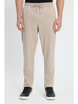 Tudors Erkek Regular Fit Klasik Kesim Beli Lastikli Bağcıklı Bej  Jogger Pantolon