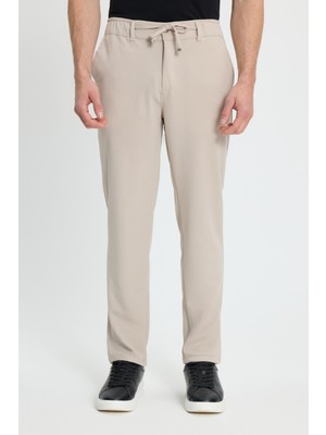 Tudors Erkek Slim Fit Dar Kesim Beli Lastikli Bağcık Detaylı Taş Pantolon