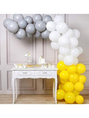 100 Adet Beyaz Metalik Balon Seti – Büyük Organizasyon ve Dekor Kurulumu Için