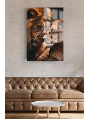 Sevgili Aslanlar Aslan Ailesi Tablosu Ev Hediyesi Kırılmaz Lüks Modern Cam Tablo