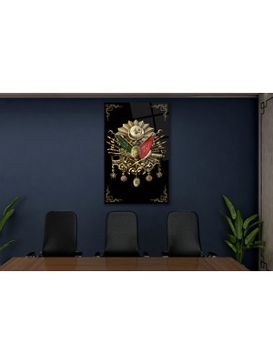 Osmanlı Arması Tuğra Cam Tablo,dini Islami Modern Ev Ofis Salon Duvar Dekoru,hediyelik