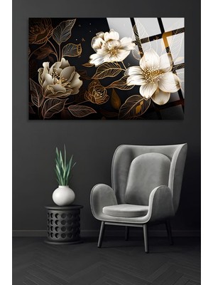 Lüks Görünümlü Harika Çiçek Görseli 4mm Kırılmaz Temperli Yüksek Çözünürlüklü Cam Tablo