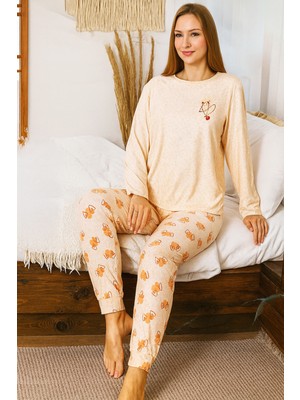Remsa Kadın Kalp Desen Yumuşak Doku Marla Pijama Takımı 0488 Somon