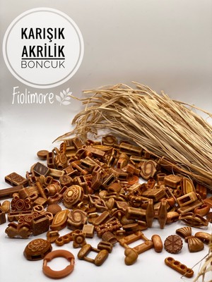FioliMore Akrilik Boncuk (50 Gram 115-130 Adet) Farklı Desen-Farklı Ölçü-Karışık-Aksesuar-Renkli-Çeşit