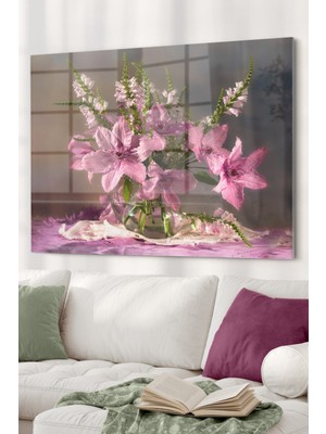 Nergis ve Vazo | Çiçek Temalı Cam Tablo | 50X70 cm