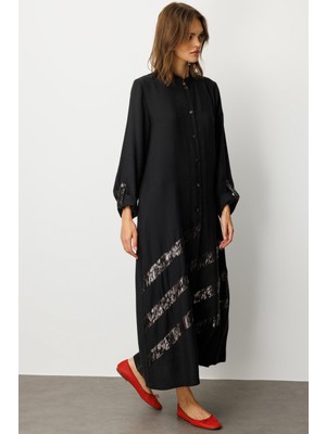 Micca MODAL (%90 DOĞAL) DÜĞME KAPAMALI VARAK GEÇİŞLİ ZAMANSIZ KAP/ FERACE-Siyah