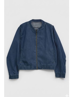 Markapia Kadın Lacivert Bomber Denim Ceket