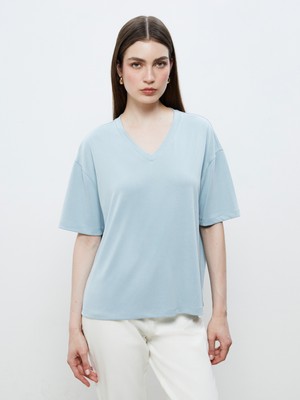Soulife V Yaka Modal Karışımlı Kadın Tişört