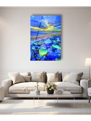 Marsilyan Sahildeki Çakıl Taşları Cam Tablo