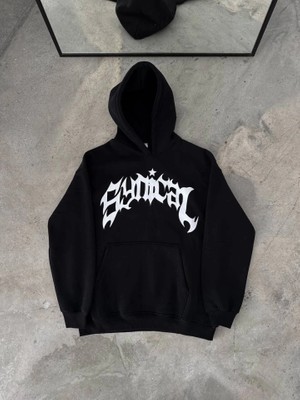 Çamaşır Kenti Üç Iplik Kapşonlu Baskılı Oversize Sweatshirt