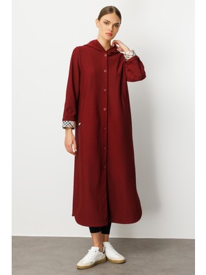 Micca Özel Garni ve Aks Detaylı  Otto Kumaş Astarlı Mevsimlik Spor Zamansız Trench / Kap-Bordo