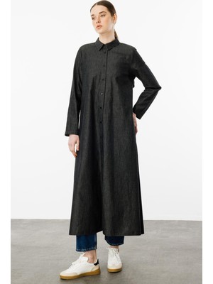 Micca Renkli Boncuk Işleme %100 Pamuk Ince Kot Spor Kap Ferace-Siyah