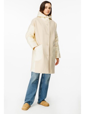 Micca Sporty Kaşe ve Kapitone Uyumlu Özel Kaban-Krem